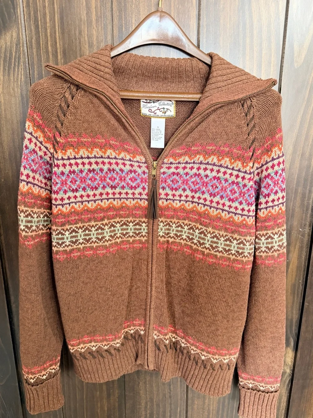 VTG 2001 Heirloom Collectibles Sweater Fair Isle Cardigan Full Zip Womens Small - Picture 1 of 8